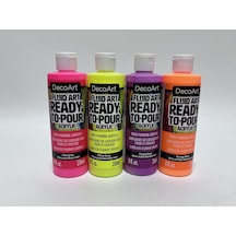Decoart Decoart Fluid Art Ready-to-pour Neon Akrilik Boya Seti 8oz 4 Adet Çok Renkli