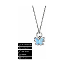 Butterfly Figürlü 316l Paslanmaz Çelik Kolye Hediye Seçeneği Altın - Gümüş