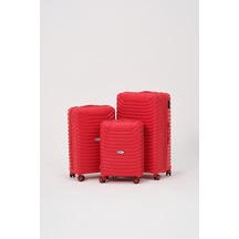 Keo-plus Kırmızı 3 Lü Set Silikon Kırılmaz Pp Valiz Çok Renkli