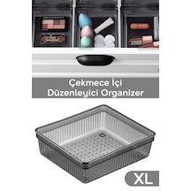 Modüler Çekmece İçi Düzenleyici - Banyo Makyaj Takı Organizer Ofis Düzenleyici 15,2x15,2cm Antrasit