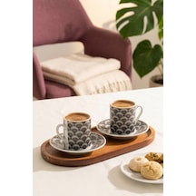 Porsima Sd-210-4 12 Parça Porselen Türk Kahve Fincan Takımı - 90ml Kahve Fincan Seti Beyaz - Siyah