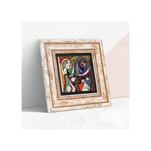 Picasso Ayna Karşısındaki Kız Taş Duvar Tablosu - Çerçeveli Taş Tablo - Dekoratif Duvar Sanatı - Modern Ev Ve Ofis Duvar Dekoru K1-301