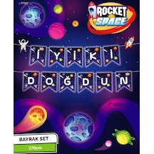 Rocket Space İyi Ki Doğdun Banner Çok Renkli