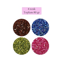 Kesme Cam Boncuk 2mm - 4 Renk - Toplam 80 Gram - Bnc445