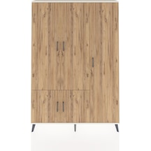 Arges Dolap 7 Raflı 5 Kapaklı Tek Askılı 132x30x195 Aytaşı-çam/çam Atlas Çam/atlas Çam