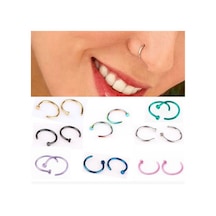 Siyah Moda Sahte Septum Tıbbi Titanyum Burun Halkası Vücut Klip Çember Kadınlar İçin Piercing Takı 1 Adet Siyah