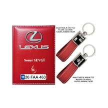 Plakanıza Özel Lexus Logolu Kırmızı Ruhsat Kabı Ve Anahtarlık