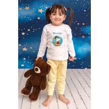 Pia Baby İsimli Erkek Çocuk Pijama Takımı %100 Pamuk Penye İsme Özel Baskılı Kişiselleştirilebilir Pijama Seti 20826s14pi Krem