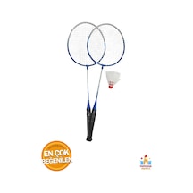 Badminton Raketi Oyun Seti 2 Adet Raket Yanında Oyun Topu Hediyeli Demir Saplı Yumuşak File