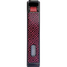 Parmida Tek Torch Pürmüz Gunmetal-kırmızı Desenli Metal Puro Çakmağı - Tr9222