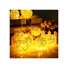 2m 10 Led Pilli 2 Kademeli Rattan Top Gün Işığı - Dekoratif Led Işık Çok Renkli