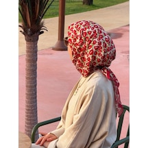 Qalortex Scarf Pamuklu Pera Desen Eşarp - Kiraz