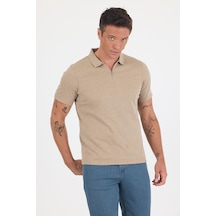 Kahverengi Kısa Kol Düz Suprem Polo Yaka Cepsiz Pamuklu Casual Slim Fit Tişört 1011250164 402 Kahverengi