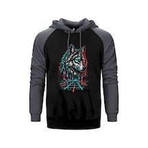 Neon Bozkurt Gri Renk Reglan Kol Sweatshirt / Hoodie