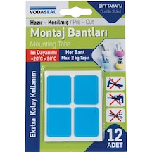 Vodaseal Superfix Kesilmiş Çift Taraflı Köpük Montaj Bantları - 12 Parça