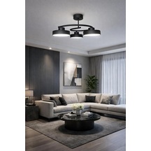 Dönence Led Siyah Renk Modern Tasarım Enerji Tasarruflu Üç Renk Işık Ledli Dekoratif Avize Salon Yemek Odası Çok Renkli