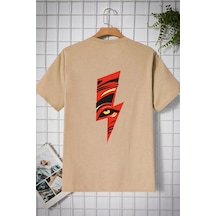 Unisex Yıldırım Baskılı T-shirt Bej