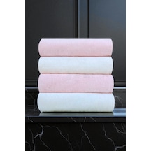 50x90 Cm Kadife 4lü Havlu Seti Açık Pembe