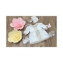 Hayy Baby Kids Wear Kız Bebek Krem Dantelli Elbise Seti