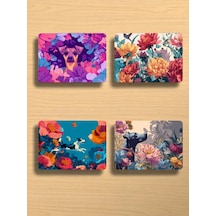 Köpek Ve Çiçek Baskılı Mousepad 4'lü Mouse Pad Seti 17x21 Cm