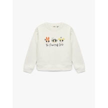 Koton Powerpuff Girls Baskılı Uzun Kollu Bisiklet Yaka Lisanslı Oversize Sweatshirt Ekru 6wkg10443ak Ekru
