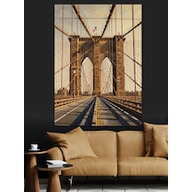 Ahşap Tablo Brooklyn Köprüsü Ve Şehir Yolu