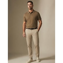 Maccali Erkek Sütlü Kahve Amblemli Basic Polo Yaka Tişört