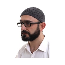 Füme Kahve Hasır Desen Kışlık Kadife Namaz Takkesi Kahverengi