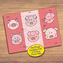 Sevimli Domuz Portresi Çocuklara Özel Puzzle Yapboz Tablo-pz166