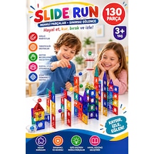 Slide Run 130 Parça Manyetik Blok Seti Bilye Parkuru Ve Yapı Oyuncağı 3+ Yaş