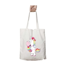 Art Hediye Unicorn Bebe İki Taraf Kalıcı Yıkanabilir Okul Plaj Omuz Bez Çanta Çok Renkli