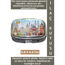 Özel Model Konsept Hediyelik Dekoratif Şık İstanbul Temalı 2 Bölmeli Hap Tablet Saklama Kutusu