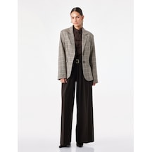 Koton Regular Fit Uzun Kollu Klasik Yaka Cepli Düğmeli Ekose Blazer Ceket Kahverengi Ekose 7wak50139uw