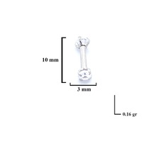 Ferizz 316l Çelik Zirkon Taşlı Piercing Prc-204 Gümüş