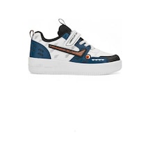 Unisex Çocuk Spor Ayakkabı Ortopedik Lastik Bağcık Cırtlı Desenli Kaymaz Taban Yürüyüş Sneaker 033 4-siyah-beyaz-petrol