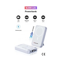 Sprange Sr-p28m 12000mah Magsafe Powerbank 15w Kablosuz Şarj, 20w Pd Hızlı Şarj, Lcd Ekranlı, Standl Beyaz
