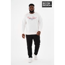 Süperlife Erkek Büyük Beden Capri Island Baskılı Bisiklet Yaka İnce Sweatshirt Spr26bsw956-14 Ekru