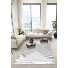 West Home Dijital Baskı Yıkanabilir Kaymaz Taban Gri Salon Halısı Mutfak Halısı Yolluk Wh 529 Grey