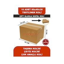 10 Adet 60x40x30 Ev Taşıma Kolisi, Çeyiz Kolisi, Boş Koli, Çift Oluklu Tssst Dopel
