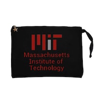 Massachusetts Institute Of Tec.Logo Siyah Cüzdan / El Çantası Siyah