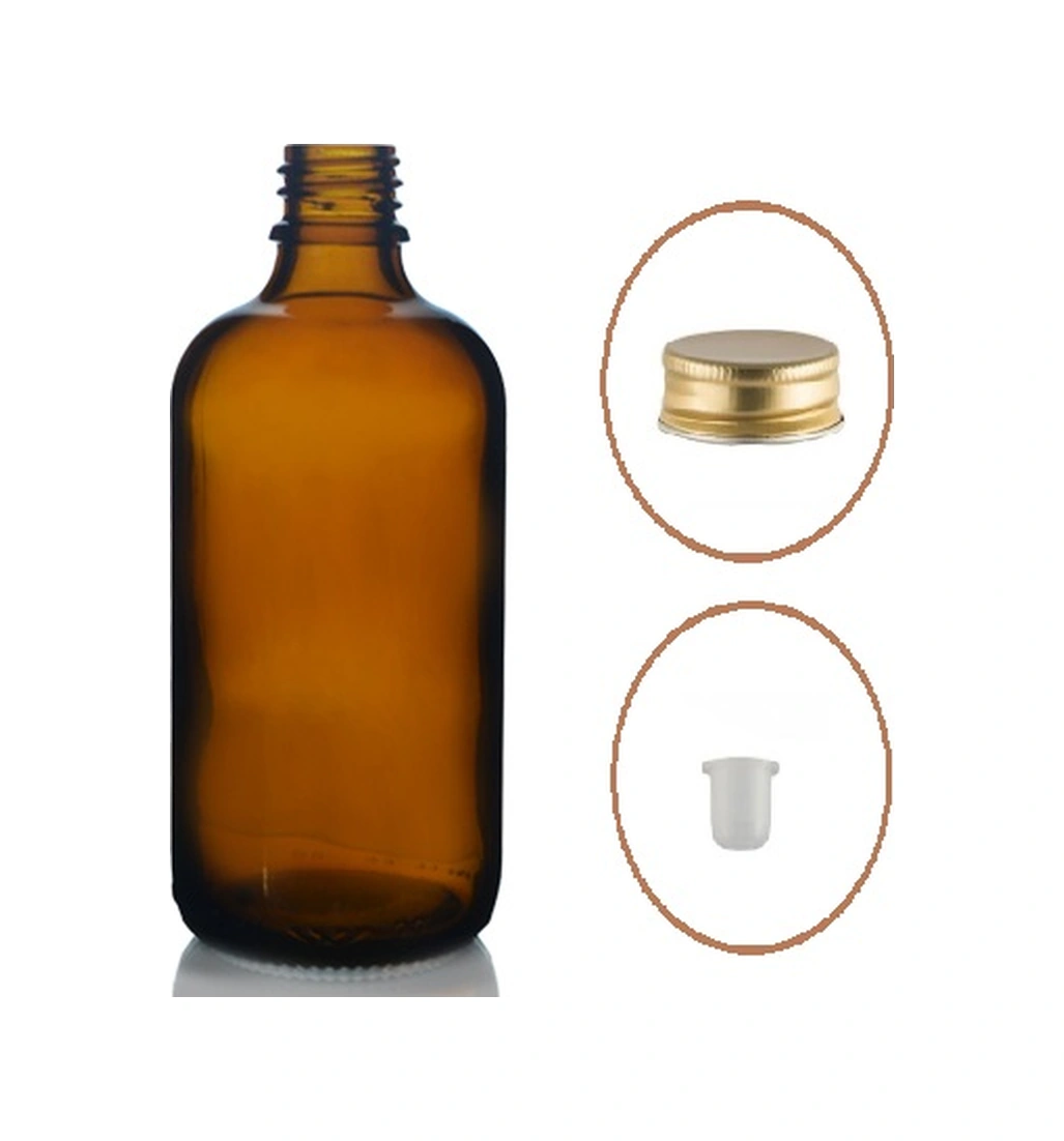 100ml Kahverengi Cam Şişe, Sarı Metal Düz Kapaklı, 24 Adet, Cam Şişe, Esans Şişesi, Yağ Şişesi, Kozmetik Şişesi Diğer