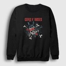 Presmono Unisex Revolvers Guns N' Roses Sweatshirt Siyah