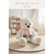 Peluş Atkılı Göbekli Beyaz Ayı 90 Cm Sevimli Konforlu: Peluş Uyku Yastığı Ve Sarılma Arkadaşı Dekoratif Oyuncak
