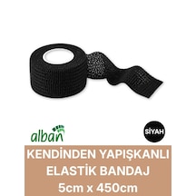 5cm Kendinden Yapışkanlı Elastik Bandaj, Kohesiv Bandaj 5cm X 4.5m Spor, Bilek, Ayak Bileği, Veteriner Bandajı Siyah