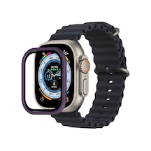 Apple Watch Ultra 49mm Uyumlu Alüminyum Kasa Cam Ekran Koruyucu - Mor