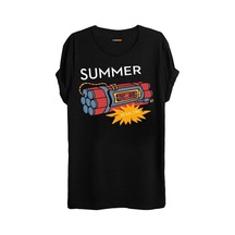 Noıssey Sarı Etiket Unisex Navan Yaz Temalı Baskılı T-shirt Co20210003b Siyah