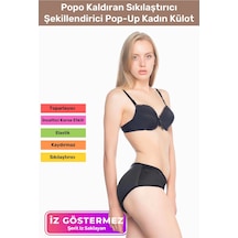 Carlburn Özel Üretim Popo Kaldıran Toparlayan Sıkılaştırıcı Şekillendirici Pop-up Kadın Külot İç Çamaşırı Siyah