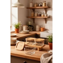 Lunaya 3&apos Lü Bambu Standlı Kahvaltılık Orta Açık