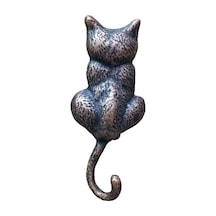 Antika Tarz Dekoratif Pirinç Kedi Sırt Kapı Tokmağı, Taktak - 160x65mm, Oksit Diğer