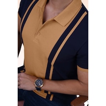 Lacivert Hardal Çift Renkli Polo Tişört 001